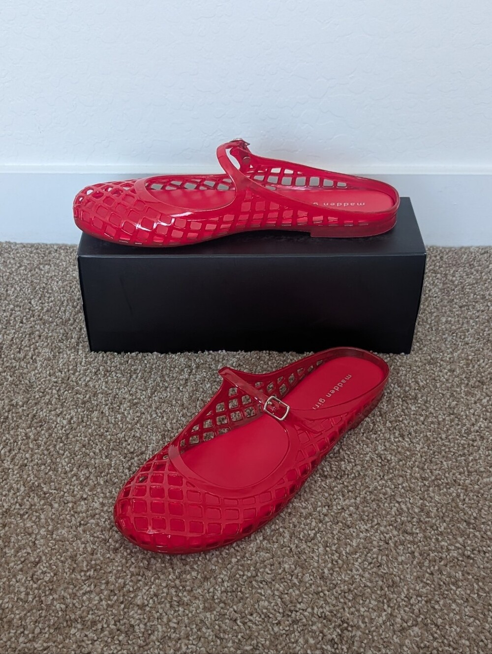 Madden Girl Red Saffron Jelly Mary Jane Mules SZ 11 NWTs